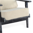 Pemberly Row Accent Lounge Chair with Beige Seat in Distressed Black Wood