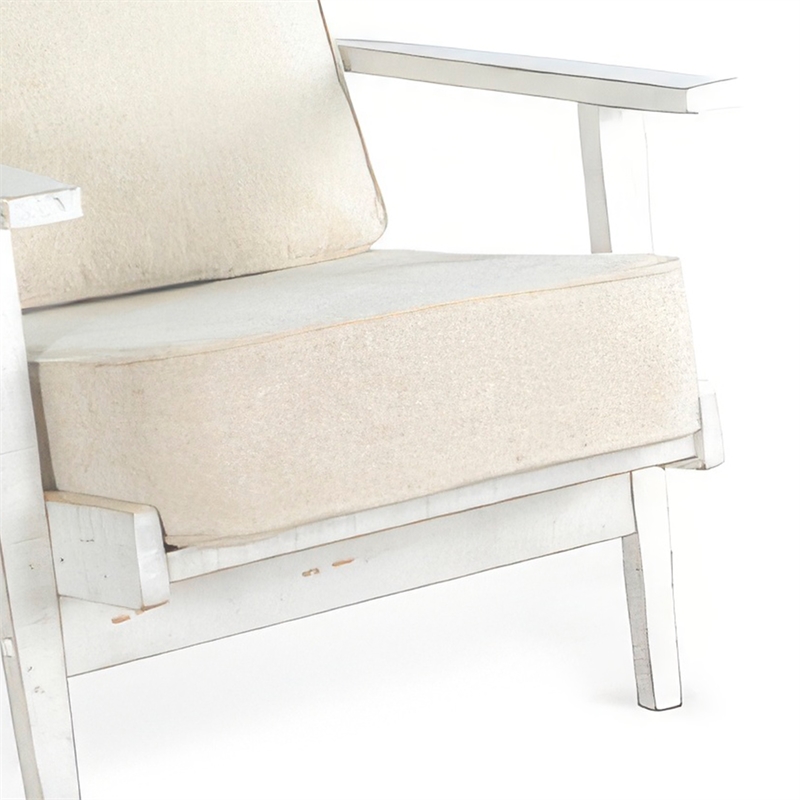 Pemberly Row Accent Lounge Chair with Beige Seat in Sand White Solid Wood