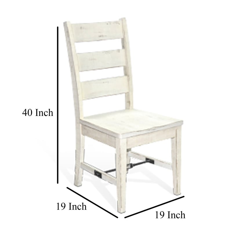 Pemberly Row Dining Chair Set of 2 Ladderback with Turnbuckle in Off White