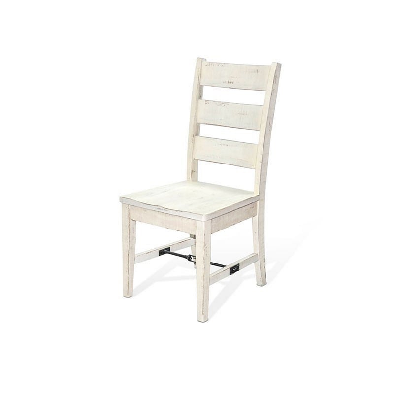 Pemberly Row Dining Chair Set of 2 Ladderback with Turnbuckle in Off White