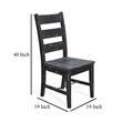 Pemberly Row Dining Chair Set of 2 Ladderback with Wood Seat in Black