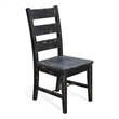 Pemberly Row Dining Chair Set of 2 Ladderback with Wood Seat in Black