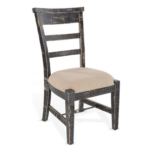 Pemberly Row Side Dining Chair Set of 2 with Metal Turnbuckle in Black