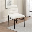 Pemberly Row Dining Chair Set of 2 with Black Iron Legs in White Tufted Boucle