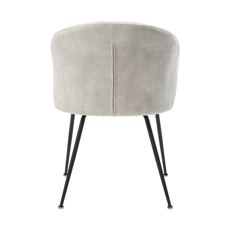 Pemberly Row Curved Back Dining Chair Set of 2 in Beige Velvet Black Metal