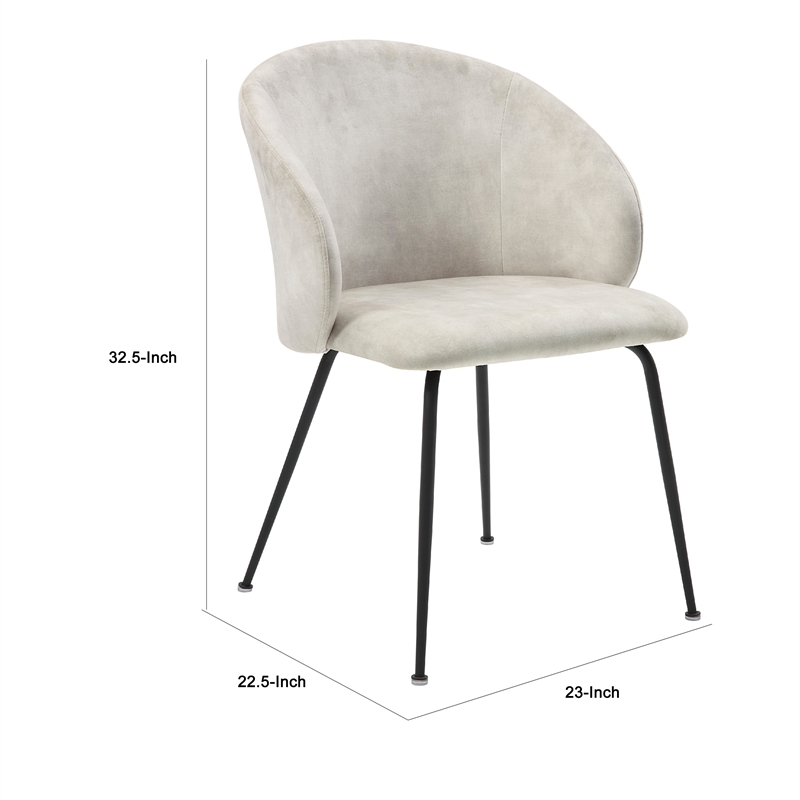 Pemberly Row Curved Back Dining Chair Set of 2 in Beige Velvet Black Metal