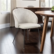 Pemberly Row Curved Back Dining Chair Set of 2 in Beige Velvet Black Metal