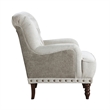 Pemberly Row Button Tufted Accent Armchair in Beige Textured Polyester Brown