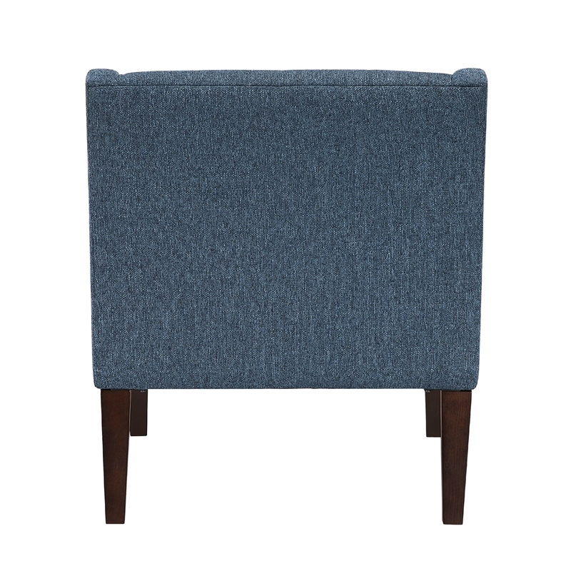 Pemberly Row Button Tufted Accent Armchair in Blue Polyester with Brown Legs
