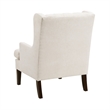 Pemberly Row Button Tufted Accent Wing Armchair in Beige Polyester and Brown