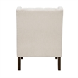 Pemberly Row Button Tufted Accent Wing Armchair in Beige Polyester and Brown