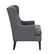 Pemberly Row Button Tufted Accent Wing Armchair in Charcoal Gray and Brown