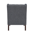 Pemberly Row Button Tufted Accent Wing Armchair in Charcoal Gray and Brown