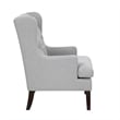 Pemberly Row Button Tufted Accent Wing Armchair in Light Gray Polyester