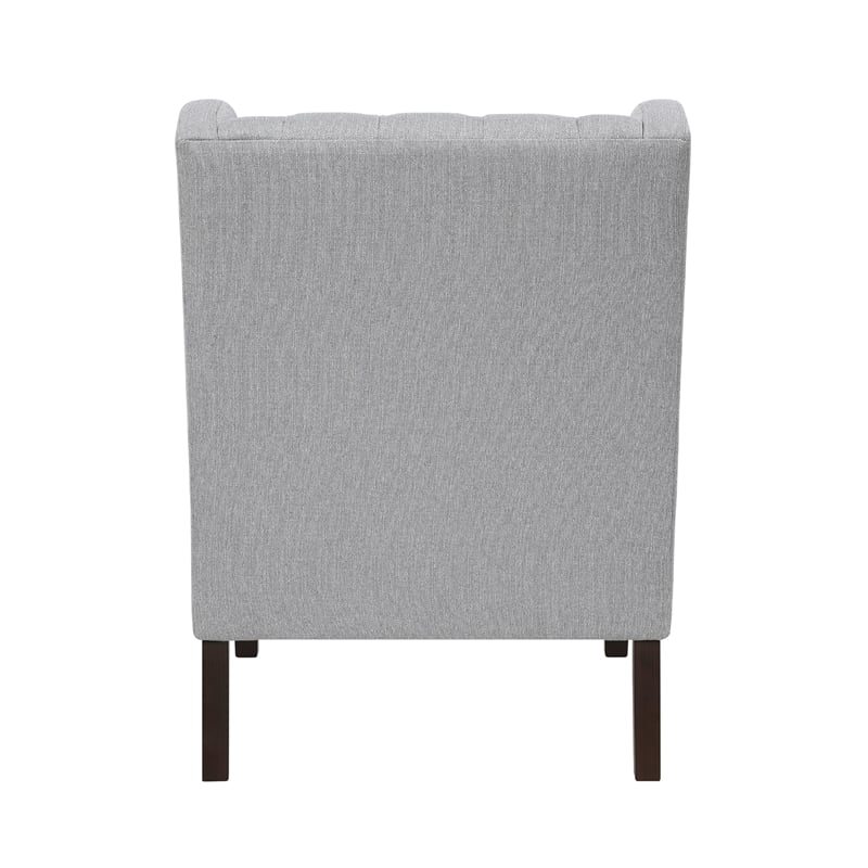 Pemberly Row Button Tufted Accent Wing Armchair in Light Gray Polyester
