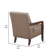 Pemberly Row Button Tufted Accent Armchair in Brown Leather Walnut Brown Wood