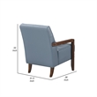 Pemberly Row Button Tufted Accent Armchair in Blue Leather Walnut Brown Wood