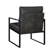 Pemberly Row Accent Armchair in Dark Gray Faux Leather with Black Metal Frame