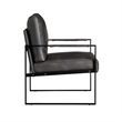 Pemberly Row Accent Armchair in Dark Gray Faux Leather with Black Metal Frame