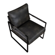 Pemberly Row Accent Armchair in Dark Gray Faux Leather with Black Metal Frame