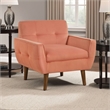 Pemberly Row Accent Armchair in Coral Orange Velvet Tufted Back Tapered Legs