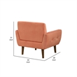 Pemberly Row Accent Armchair in Coral Orange Velvet Tufted Back Tapered Legs