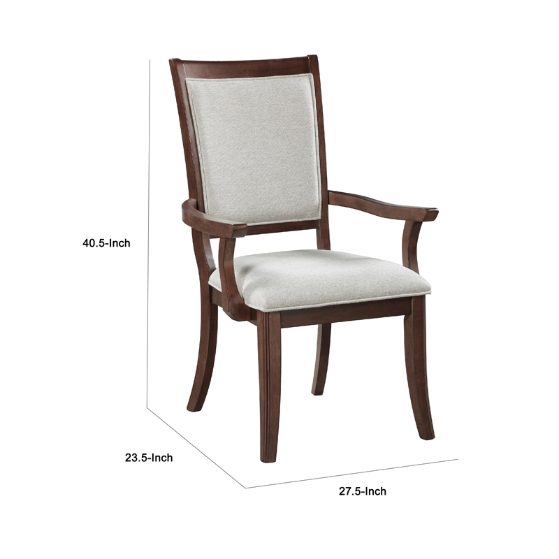 Pemberly Row Armchair Set of 2 with Dark Walnut Inlay in Cherry Wood Beige