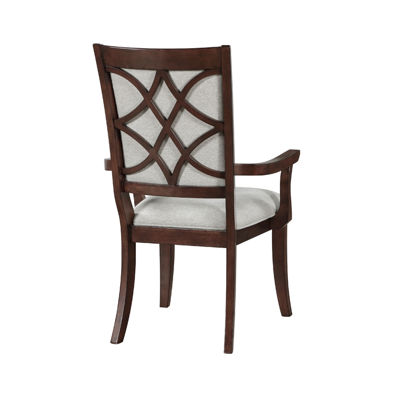 Pemberly Row Armchair Set of 2 with Dark Walnut Inlay in Cherry Wood Beige