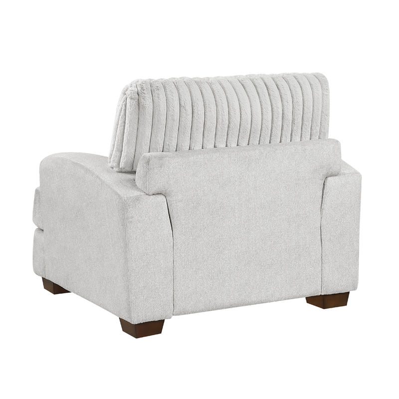 Pemberly Row Accent Armchair with Ribbed Texture in Light Gray Corduroy Back