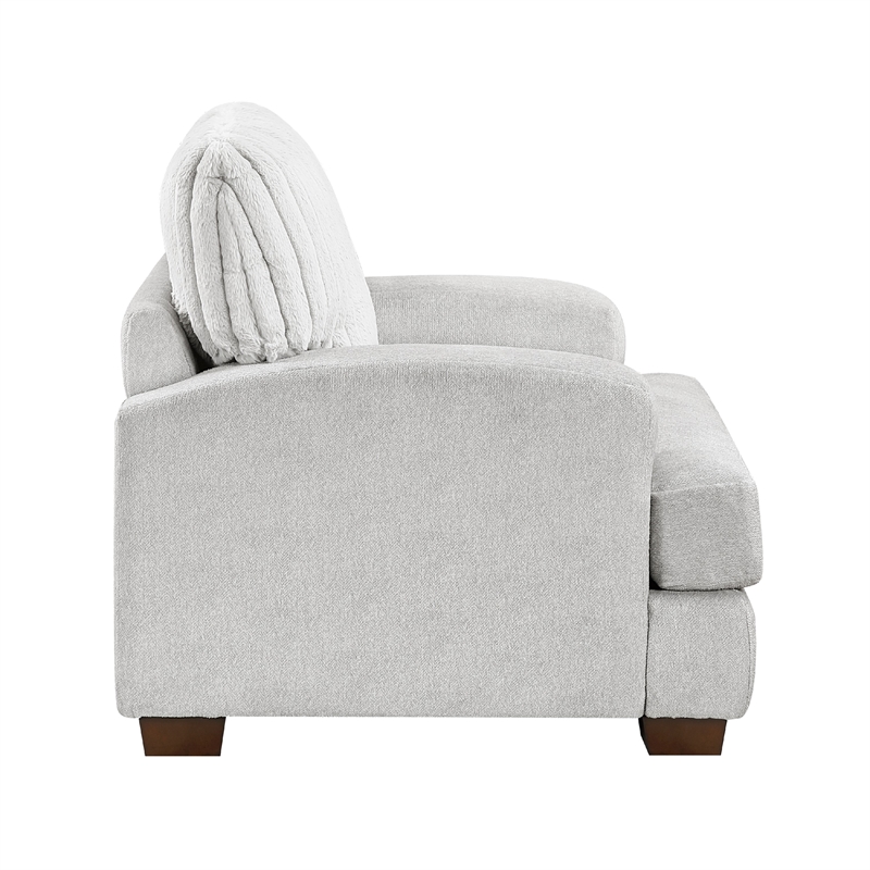 Pemberly Row Accent Armchair with Ribbed Texture in Light Gray Corduroy Back