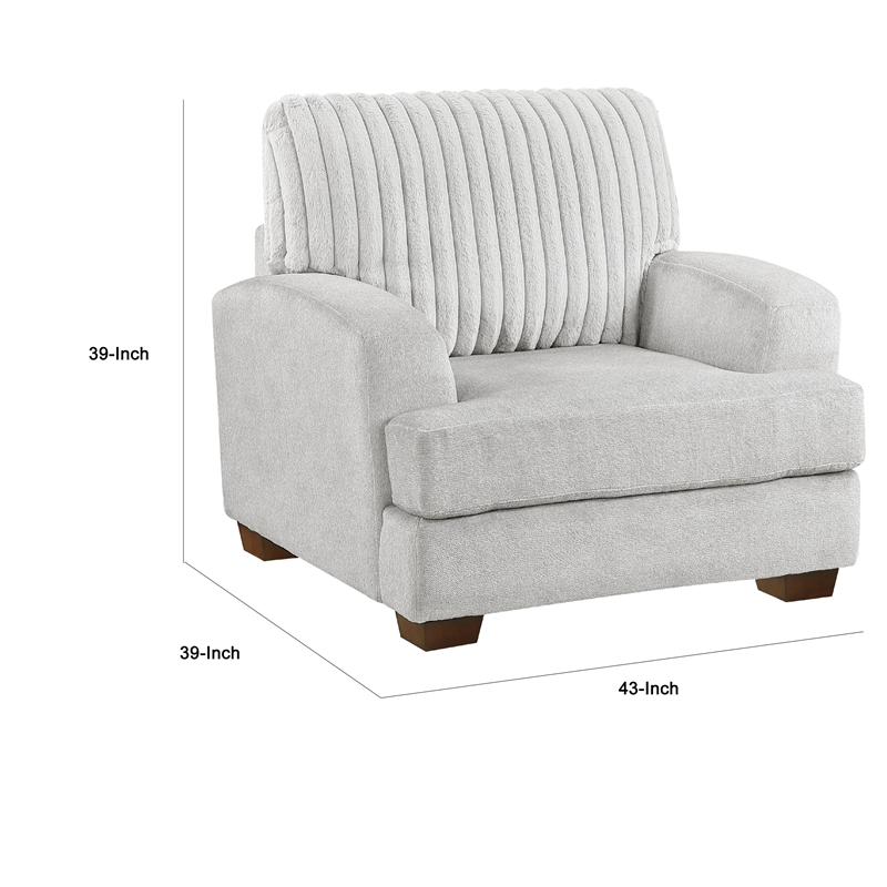 Pemberly Row Accent Armchair with Ribbed Texture in Light Gray Corduroy Back