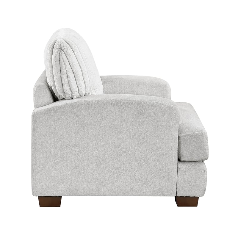 Pemberly Row Accent Armchair with Ribbed Texture in Light Gray Corduroy Back