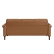 Pemberly Row 79 Inch Sofa with Rolled Arms in Mid Century Brown Faux Leather