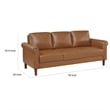 Pemberly Row 79 Inch Sofa with Rolled Arms in Mid Century Brown Faux Leather
