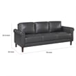 Pemberly Row 79 Inch Sofa with Rolled Arms in Dark Gray Faux Leather