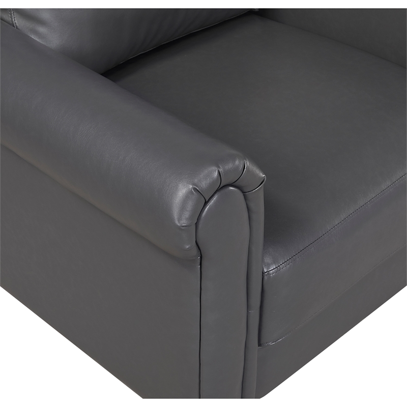 Pemberly Row 79 Inch Sofa with Rolled Arms in Dark Gray Faux Leather