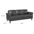 Pemberly Row 79 Inch Sofa with Rolled Arms in Dark Gray Faux Leather