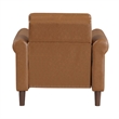 Pemberly Row Accent Armchair with Rolled Arms in Brown Faux Leather