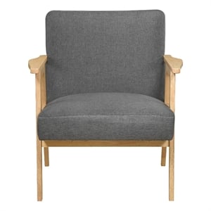Pemberly Row Accent Club Armchair in Soft Dark Gray with Natural Brown Wood
