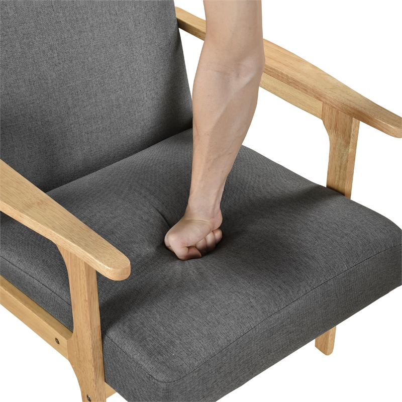Pemberly Row Accent Club Armchair in Soft Dark Gray with Natural Brown Wood