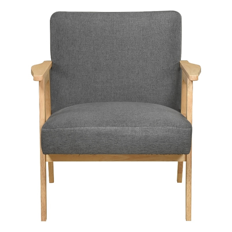 Pemberly Row Accent Club Armchair in Soft Dark Gray with Natural Brown Wood