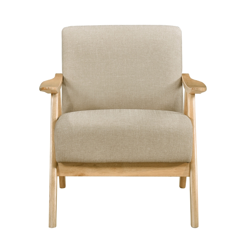 Pemberly Row Accent Club Armchair in Light Brown Textured Solid Rubberwood