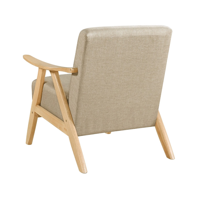 Pemberly Row Accent Club Armchair in Light Brown Textured Solid Rubberwood