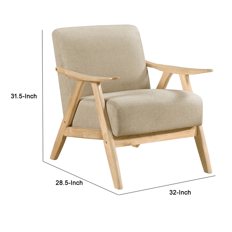 Pemberly Row Accent Club Armchair in Light Brown Textured Solid Rubberwood