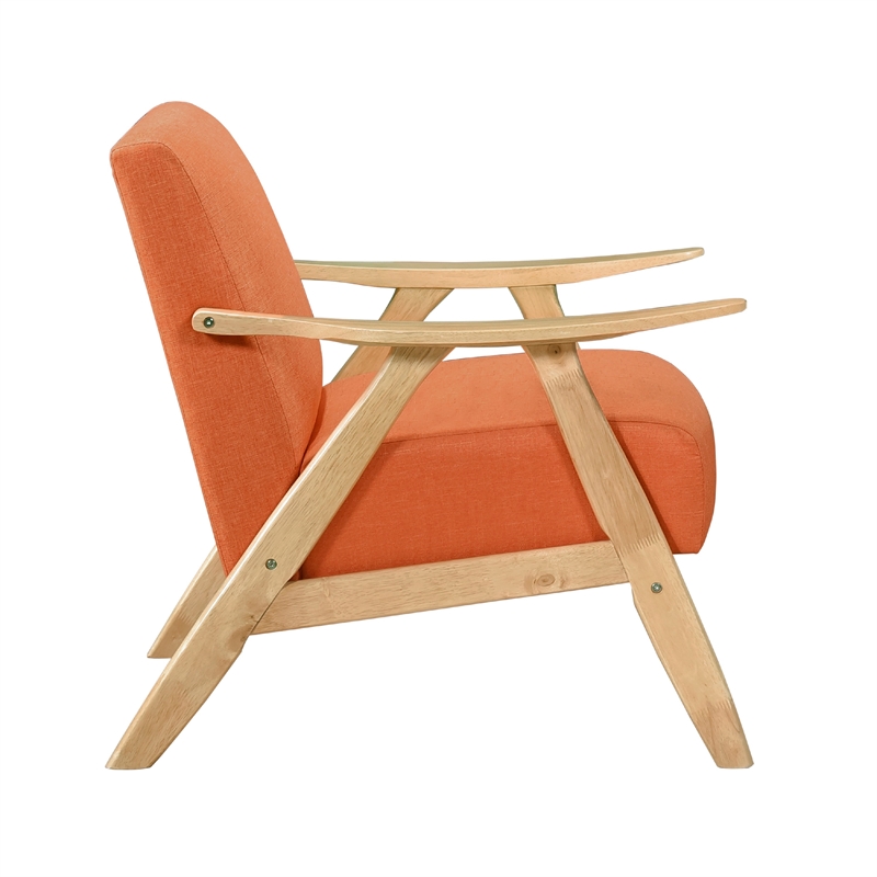 Pemberly Row Accent Club Armchair in Orange Textured with Solid Rubberwood Frame
