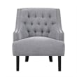 Pemberly Row Button Tufted Accent Armchair in Gray Chenille with Solid Wood