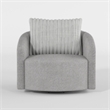 Pemberly Row Swivel Armchair in Gray Chenille with Large Corduroy Back Pillow