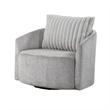 Pemberly Row Swivel Armchair in Gray Chenille with Large Corduroy Back Pillow