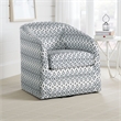 Pemberly Row Swivel Armchair in Blue and White Geometric Pattern Fabric