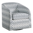 Pemberly Row Swivel Armchair in Blue and White Geometric Pattern Fabric